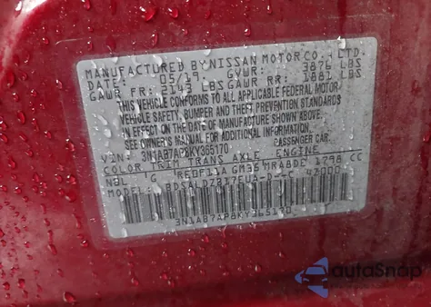 2019 Nissan Sentra Sv from USA, damaged, VIN 3N1AB7AP8KY365170